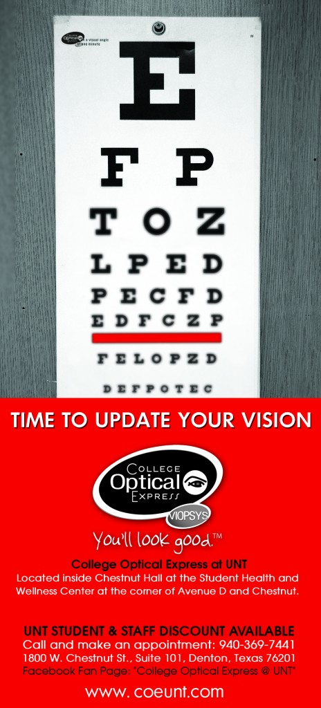 TIME TO UPDATE YOUR VISION AT COLLEGE OPTICAL EXPRESS AT UNT